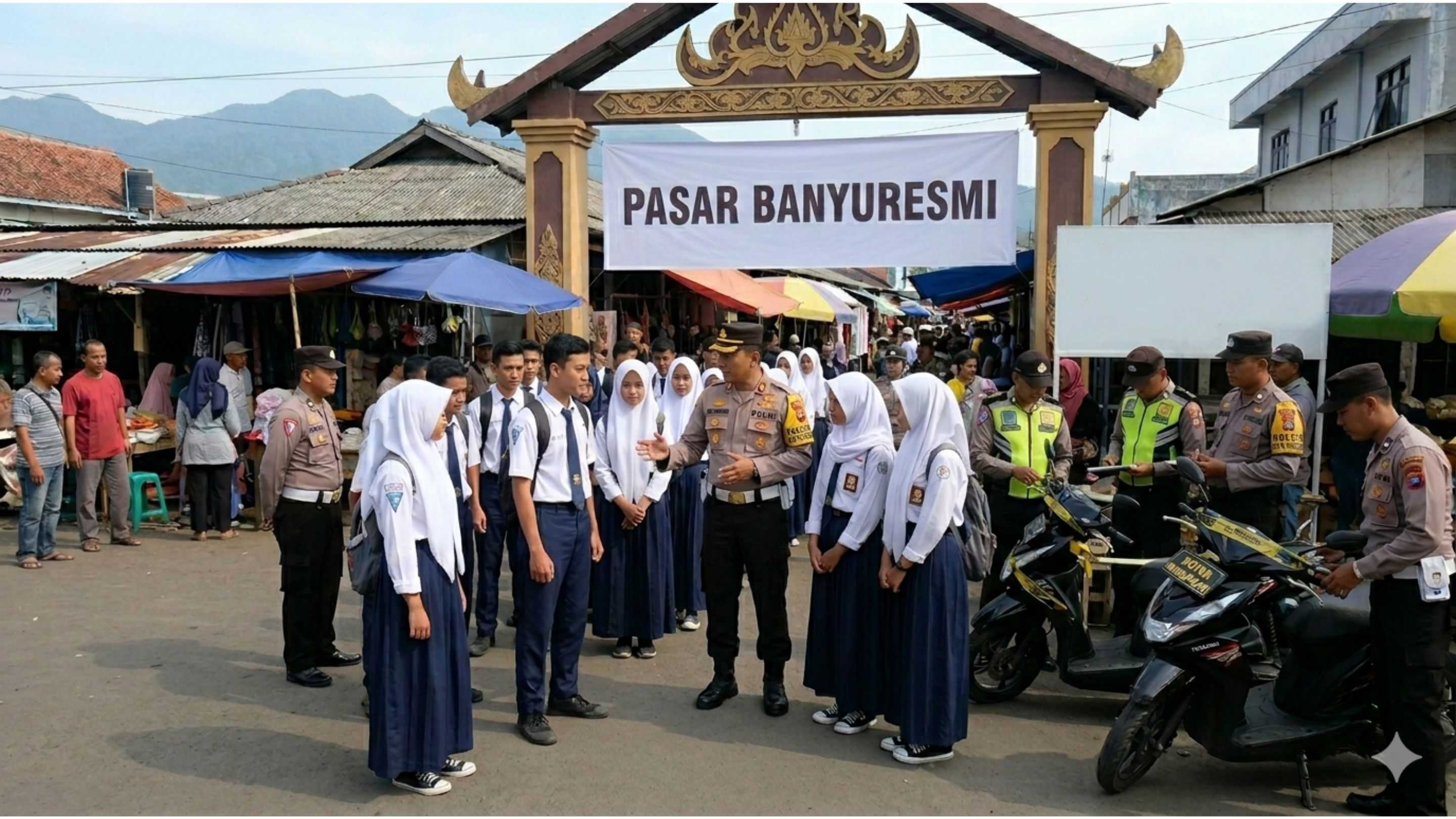 Pelajar Bolos dan Nongkrong di Pasar Banyuresmi Ditertibkan Polisi